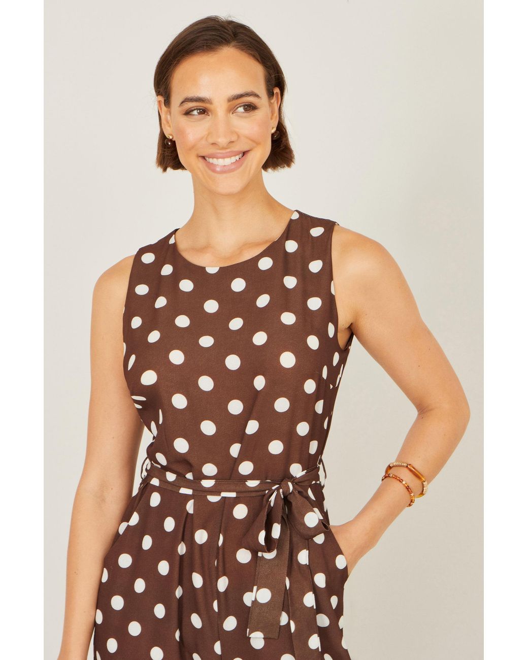 Yumi' Red Polka Dot Culotte Jumpsuit