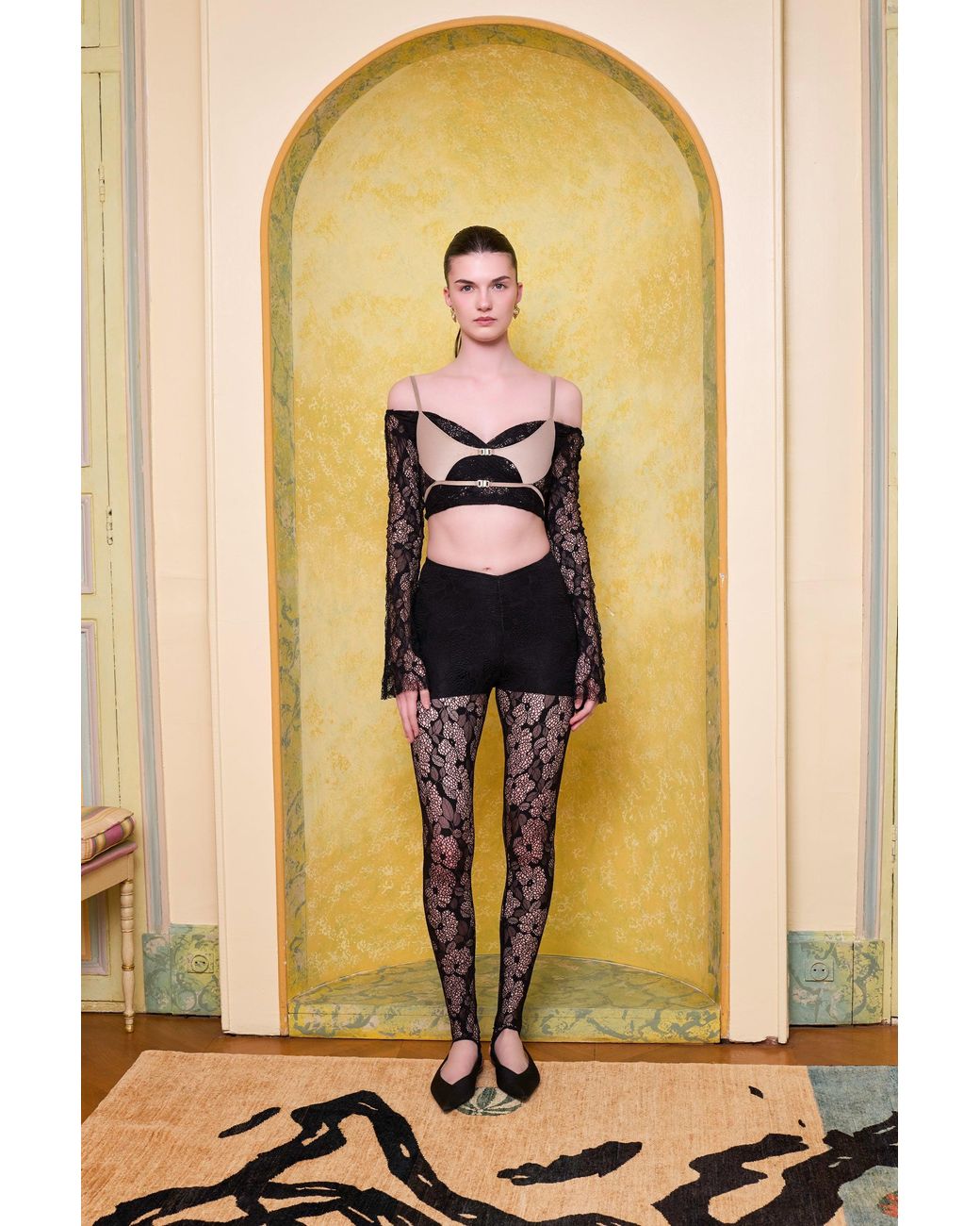 Pcfg Black The Party Edit Lace Body With Contrast Bust Panel