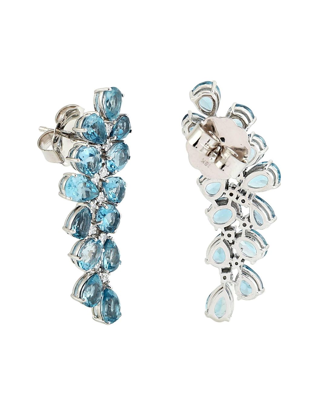Artisan Blue Topaz & Diamond Floral Drop Earrings