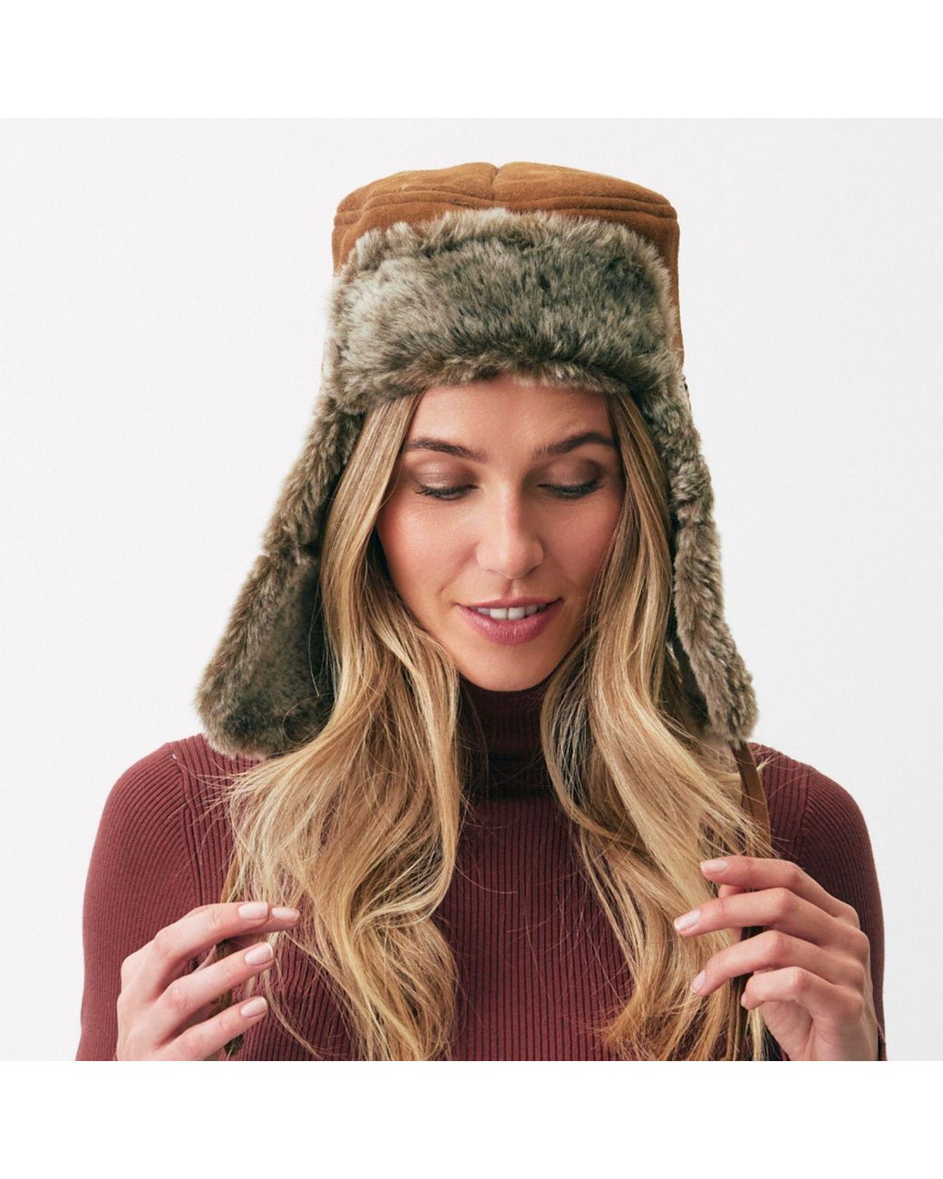 Owen Barry Brown Sheepskin Trapper Hat Ottoman Tan Garth