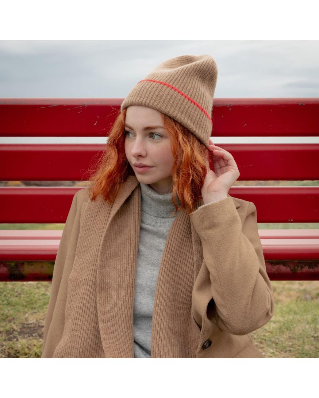 Kinalba Brown Neutrals Ladies Vicuna Mid-Weight Ribbed Cashmere Beanie Hat
