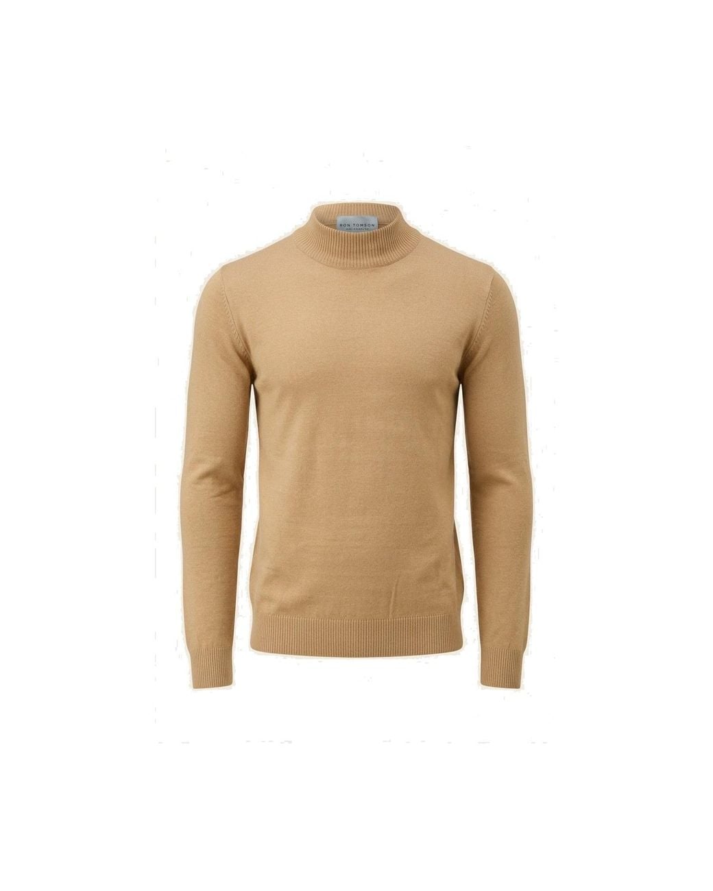 Ron Tomson Natural Neutrals Mock Neck Relaxed Sweater for men