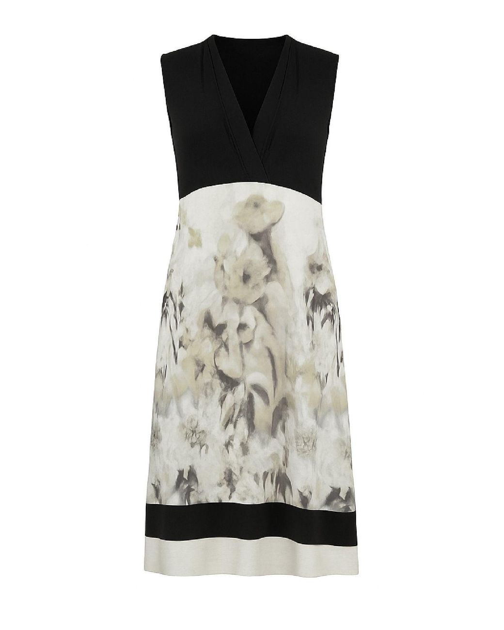 Conquista Black Floral Print Viscose-Elastane Jersey Dress
