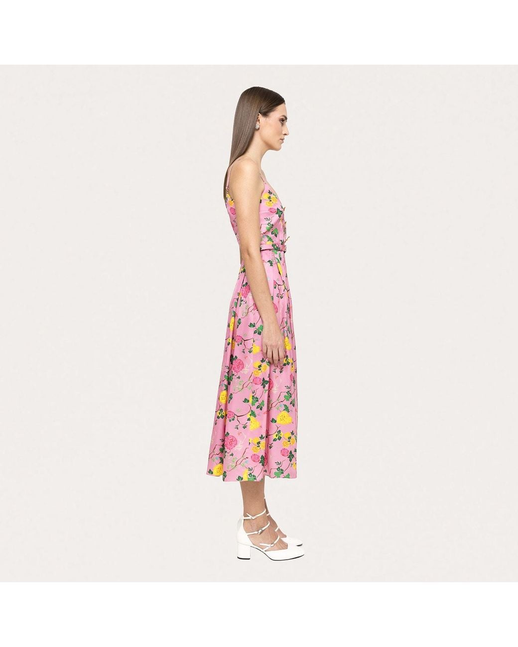 Nissa Pink Belted Viscose Midi Dress