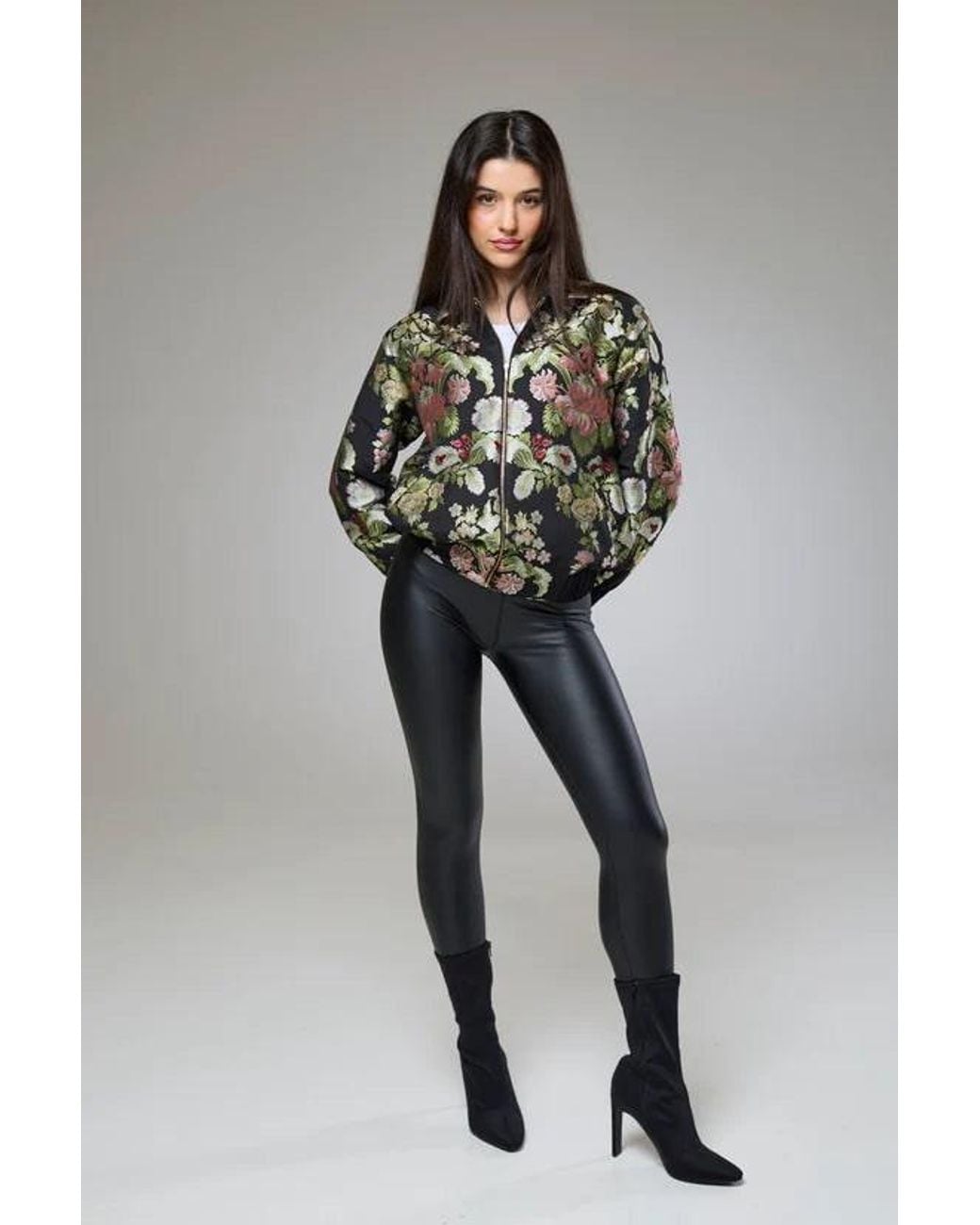 Lioness by Tf Black Floral Heaven Bomber Jacket