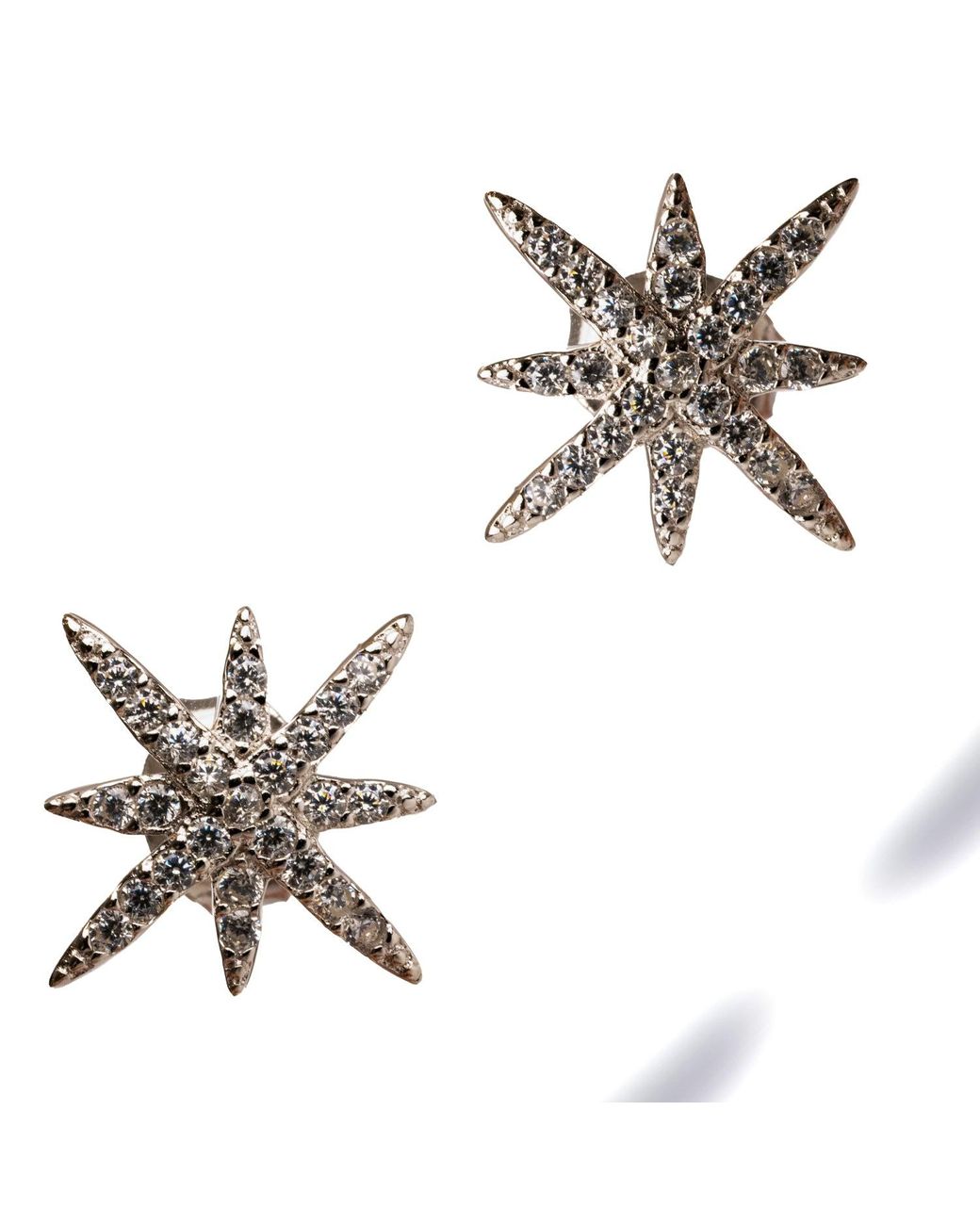 Ebru Jewelry White Guidance North Star Sterling & Diamond Stud Earrings