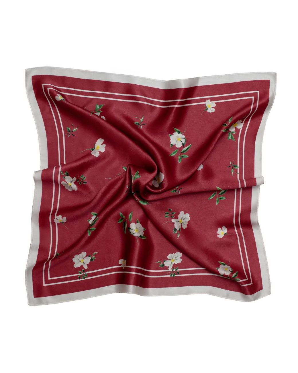 RainSisters Red Small Floral Print Natural Silk Scarf