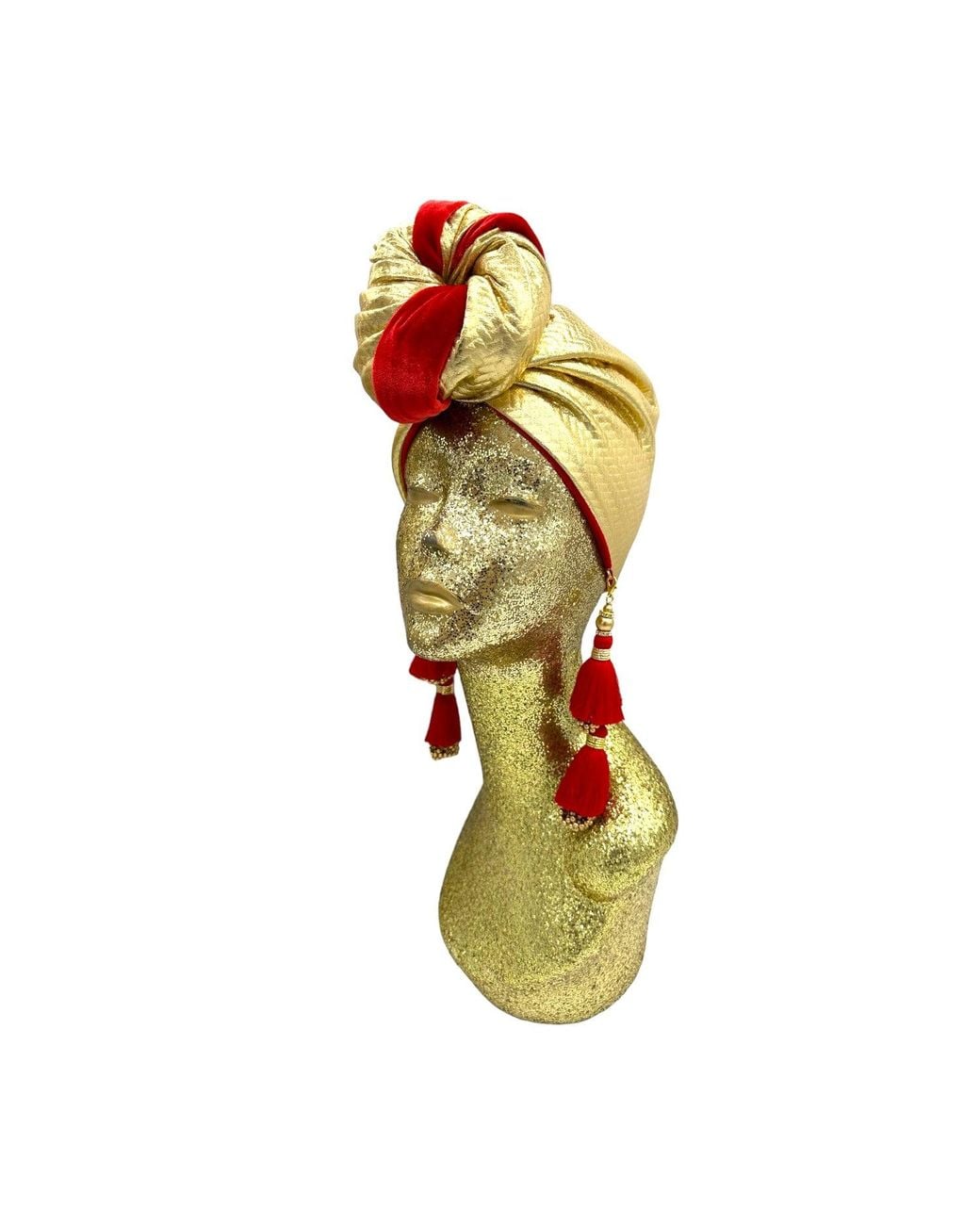 Julia Clancey Red Zia Golden & Ruby Mini Dorado Reversible Turban
