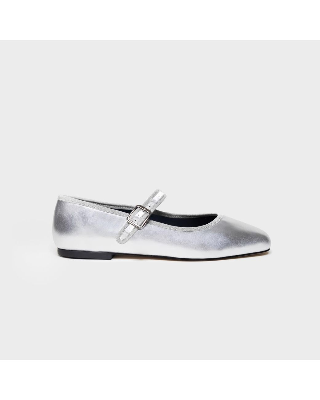 Widerry White Wide Fit Ballet Flats Amaia Argent