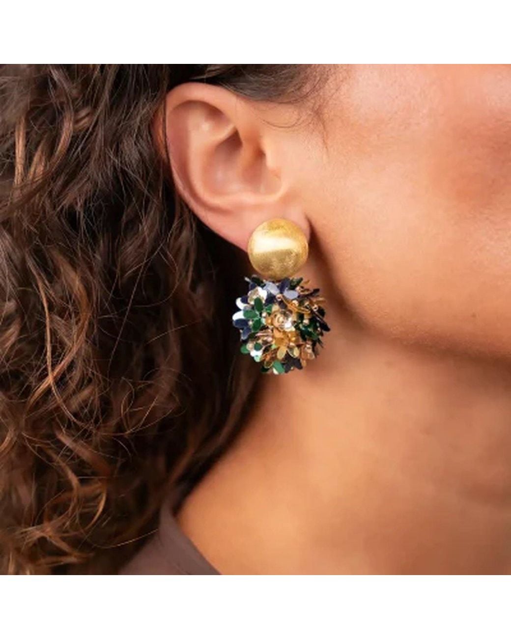LOTT.gioielli Green Sequin Flower Globe Earrings M
