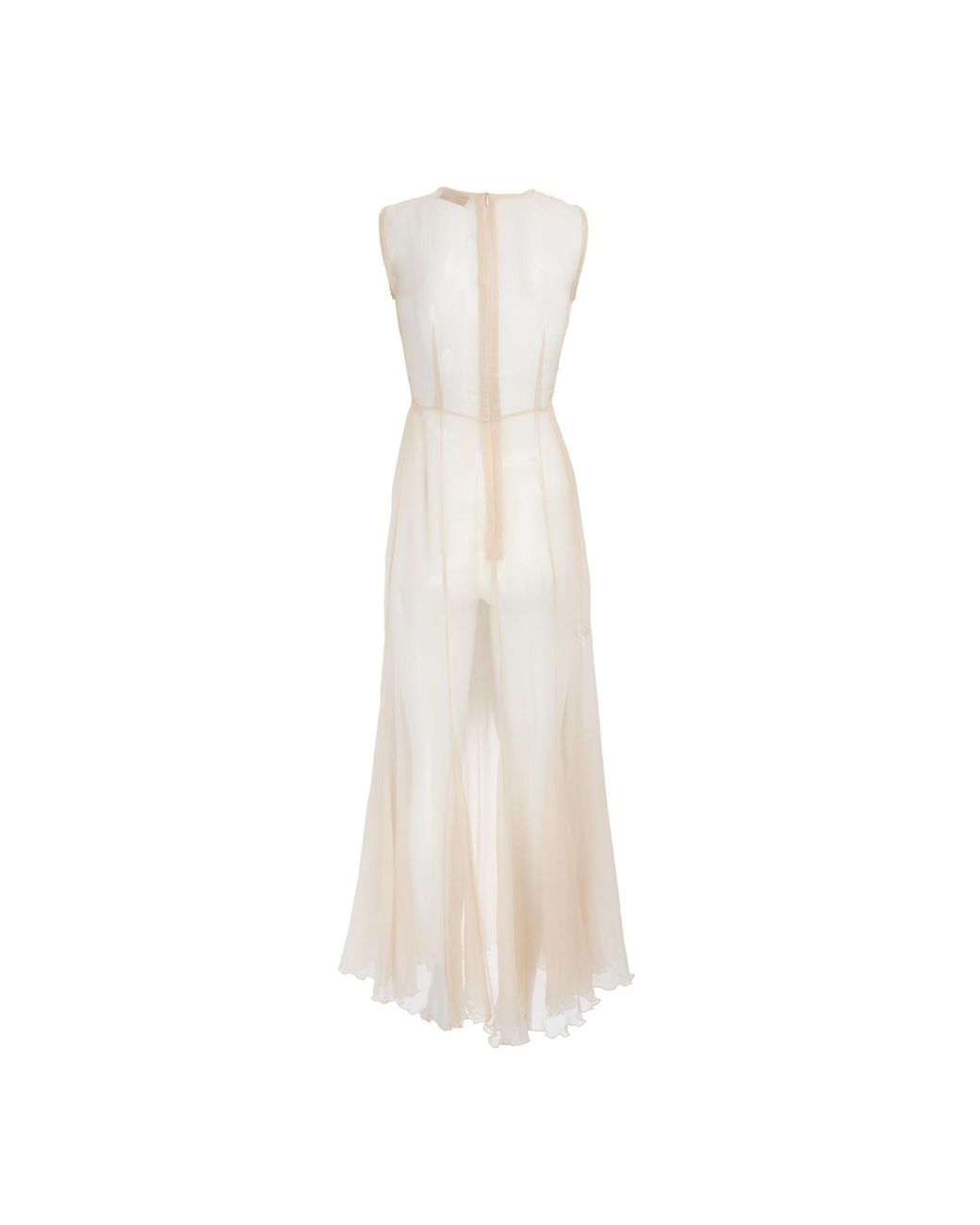 Sofia Tsereteli White Silk Crepon Transparent Dress In Nude