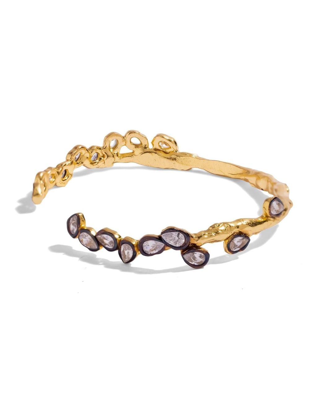 Ebru Jewelry Metallic Vintage Style Teardrop Two Tone Cuff Bracelet
