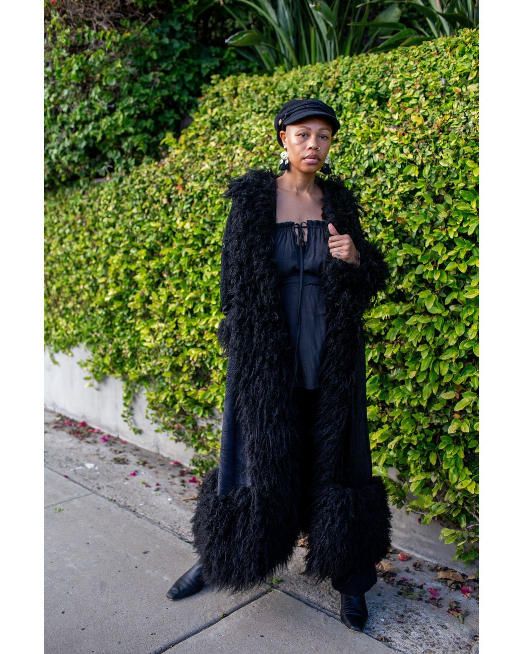 Jennafer Grace Black Penny Deluxe Baroque Velvet Faux Fur Jacket