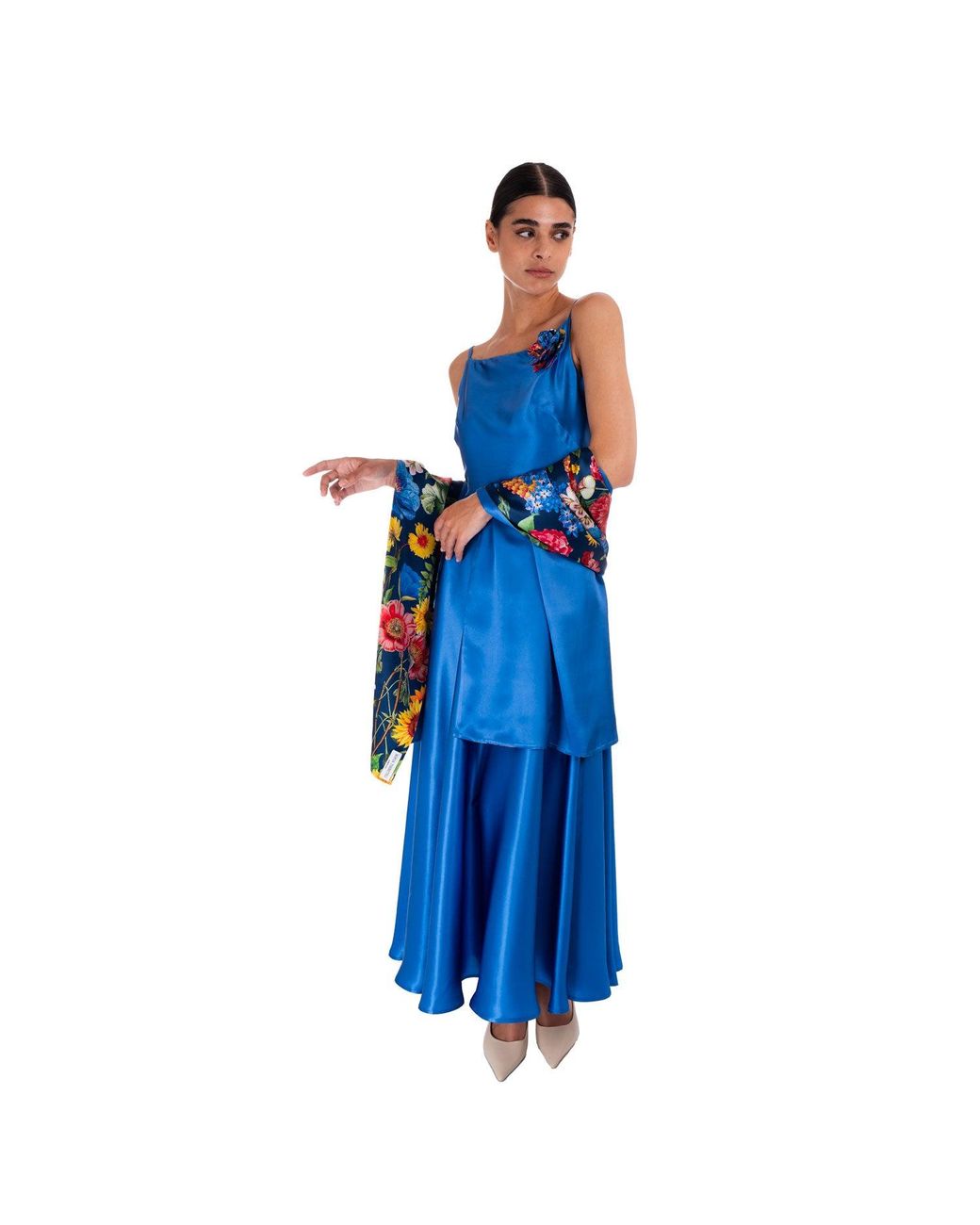 Sofia Tsereteli Blue The Rarefied Silk Gown With Scarf