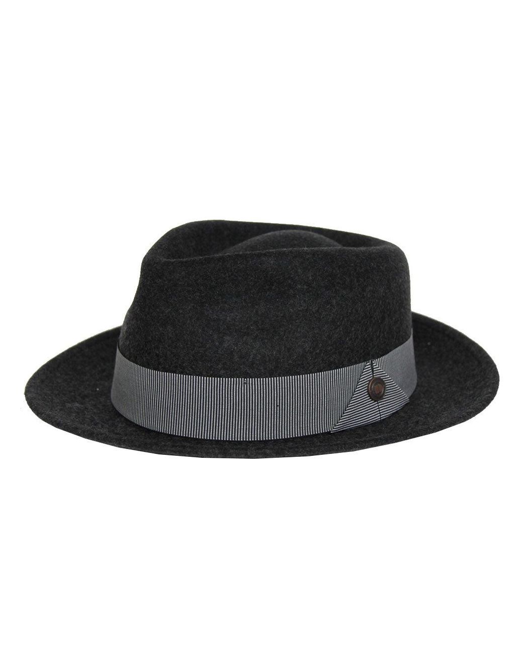 Dasmarca Hats Black James Slate Milange Wool Felt Fedora Hat for men