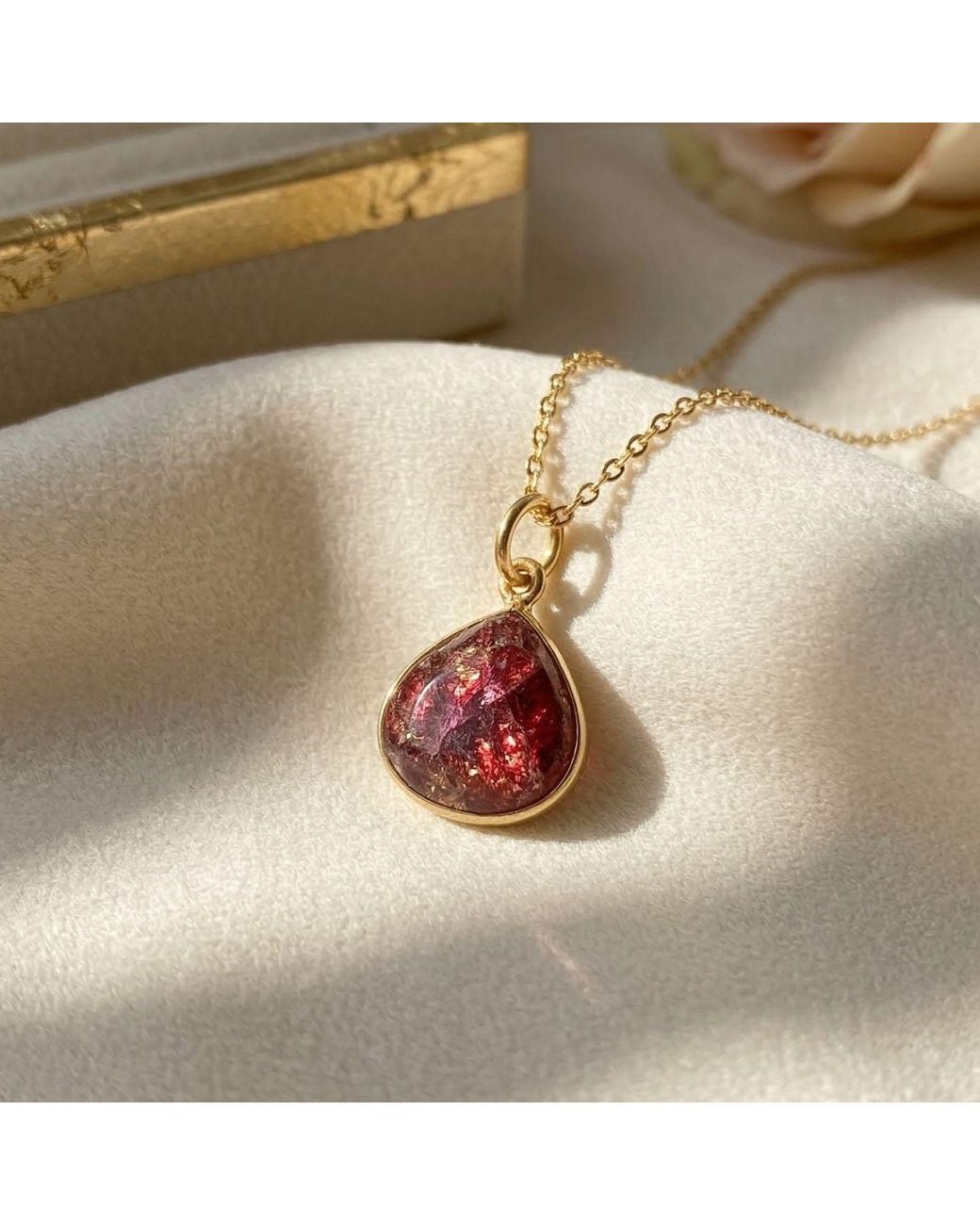 Sophelia Pink Vermeil Plated Natural Garnet January Birthstone Necklace