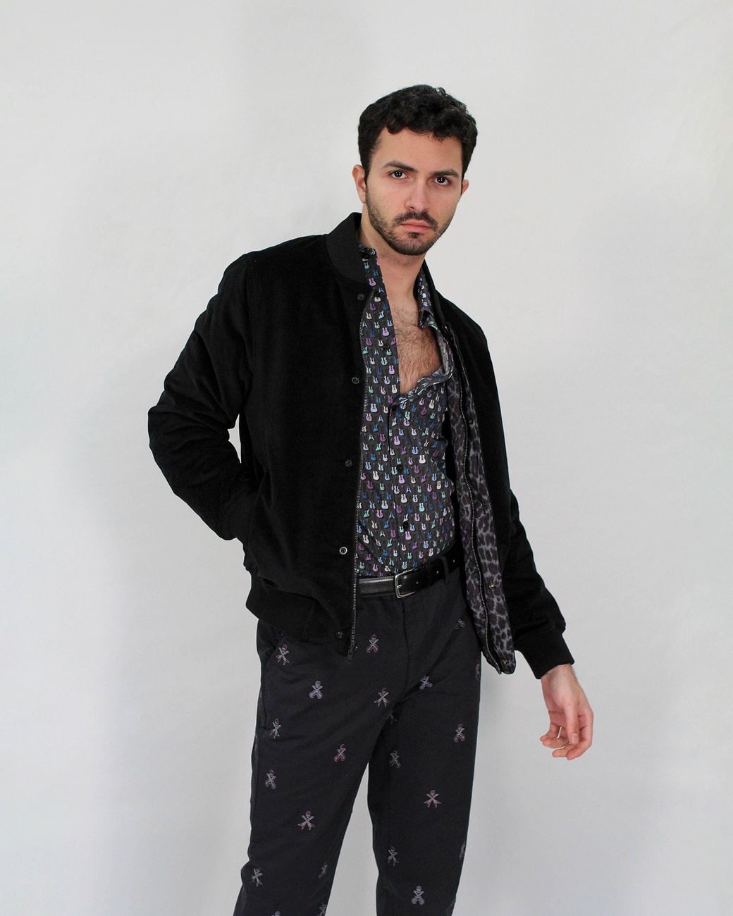 Lords of Harlech Blue Charles Rockskull Embroidery Pants for men