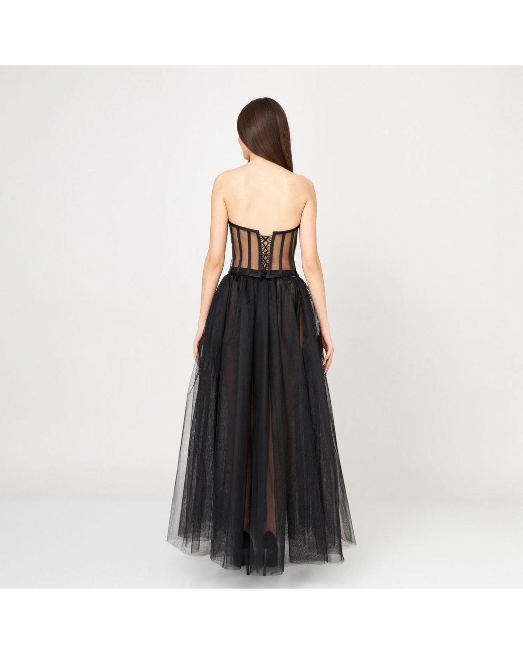 LIA ARAM Black Hand-Embroidered Corset