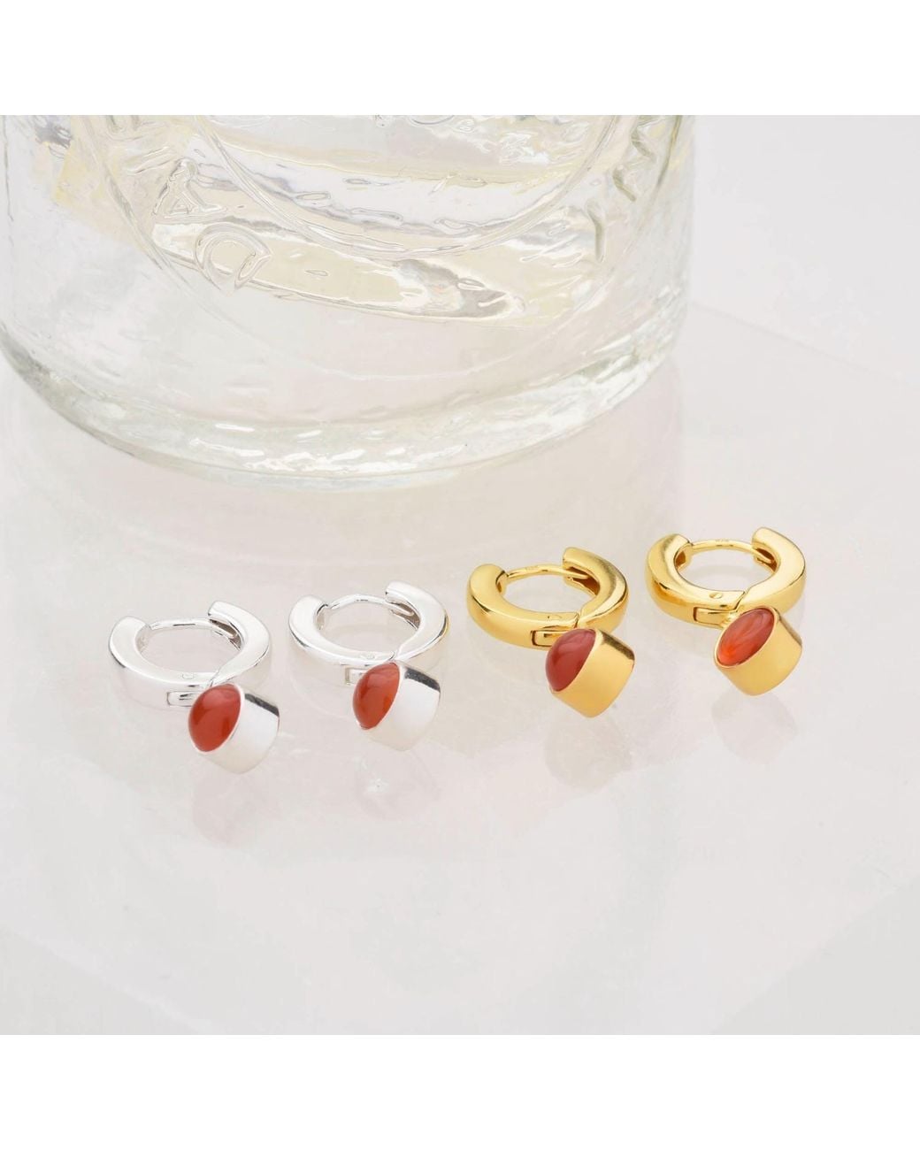 Nellou Jewellery White Gem Hoop July Birthstone Earrings Sterling