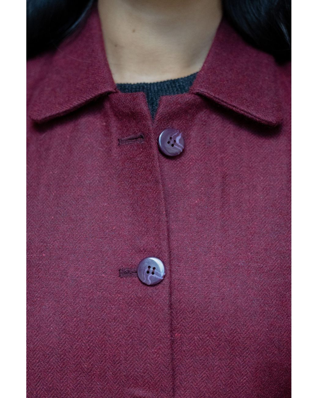 Stovaria Purple Smoked Burgundy Himalayan Yak Wool Cropped Statement Jacket