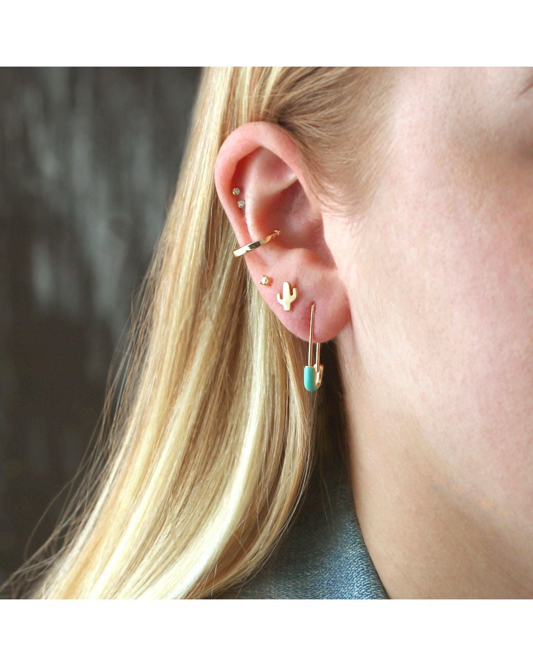 Kris Nations Red Safety Pin Enamel Hoop Earrings