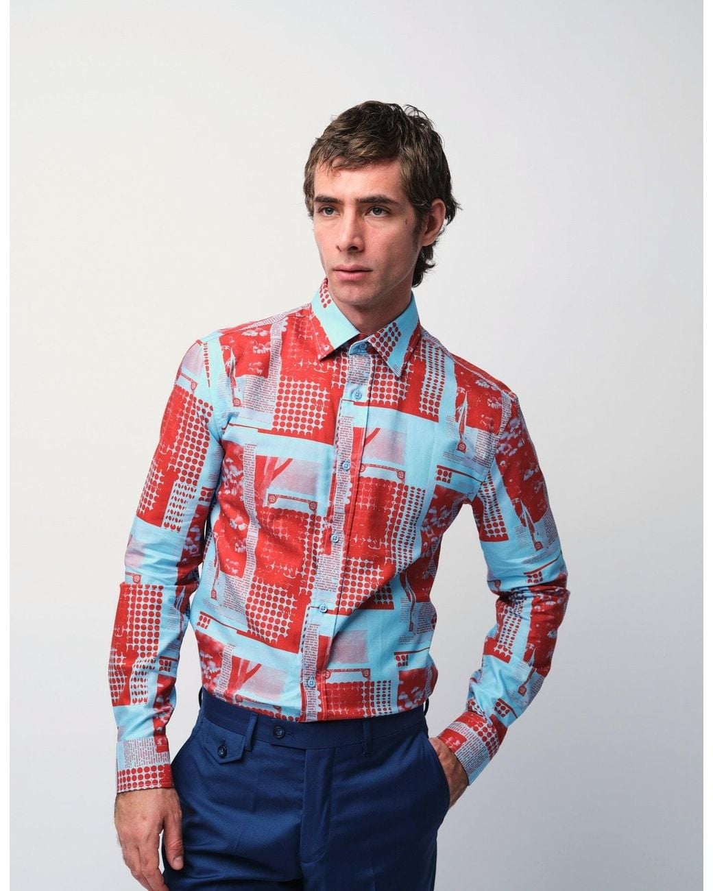 Gresham Blake Red Collage Shirt for men