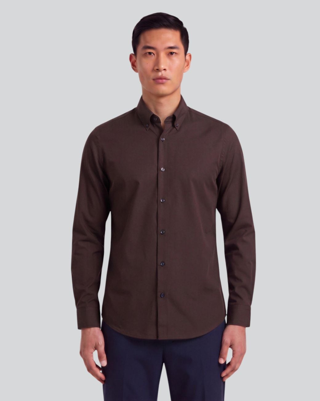 Lords of Harlech Simon Brownie Stretch Jersey Long-Sleeve Shirt for men