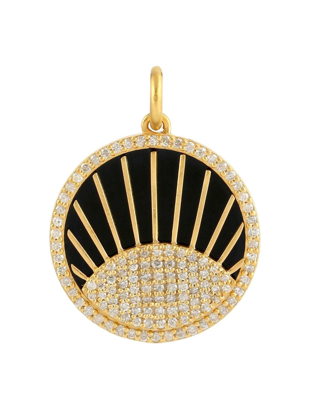 Artisan Metallic Enamel & Diamond Sunburst Pendant