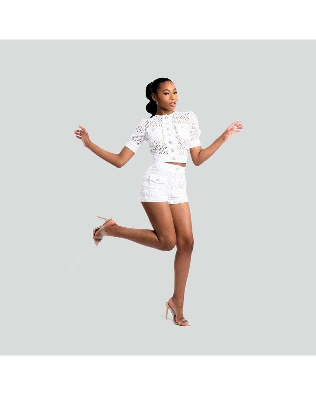 Maui X Lolita White Fae Eyelet Two-Piece Shorts Set
