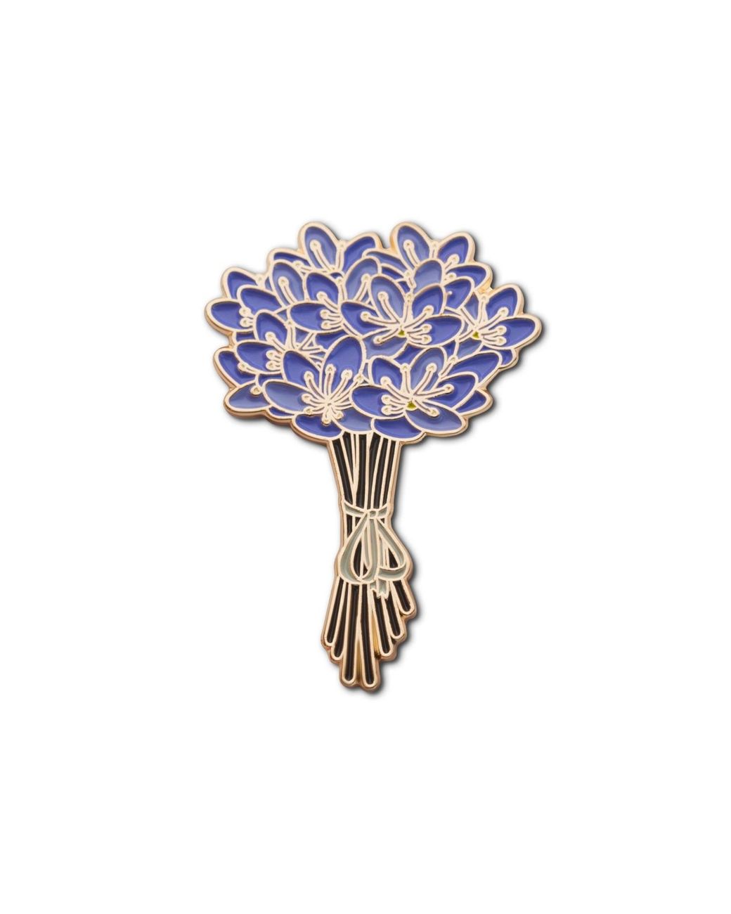 Make Heads Turn Blue Enamel Pin Hepatica Bouquet
