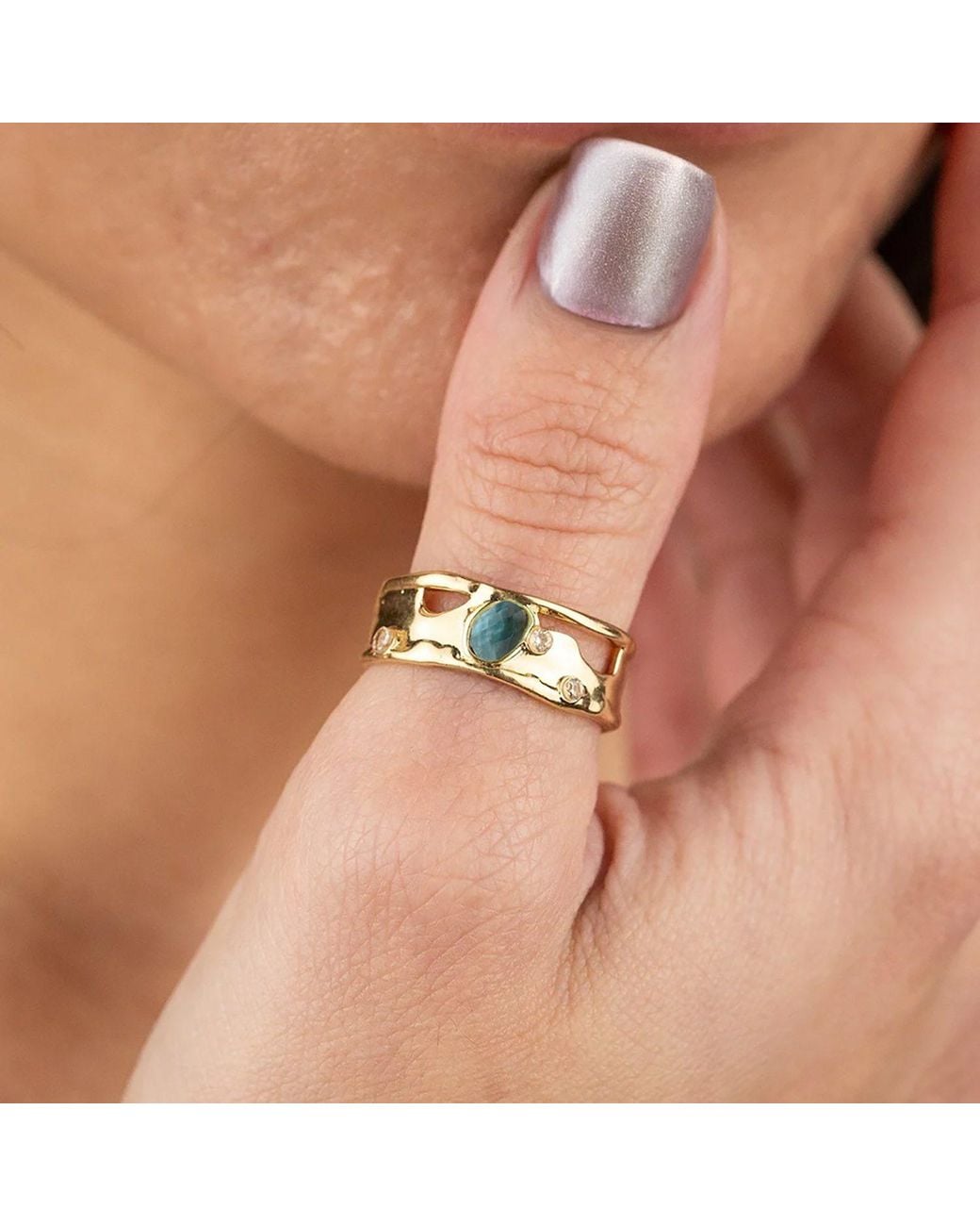 Rare Matters Jewelry Metallic Glass Statement Ring