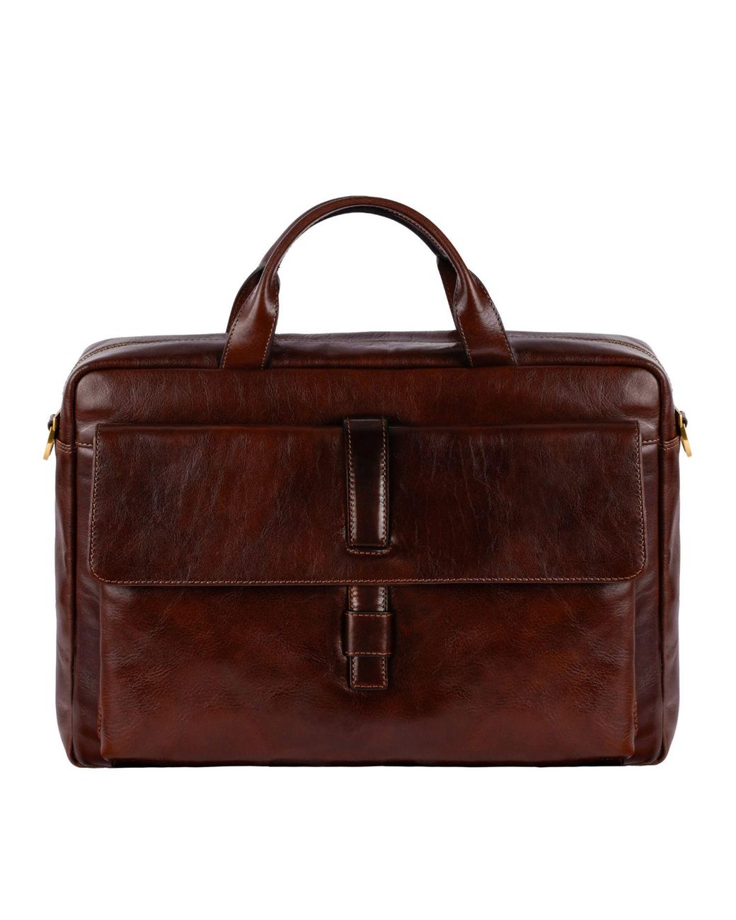Time Resistance Brown Large Leather Briefcase Laptop Bag for men