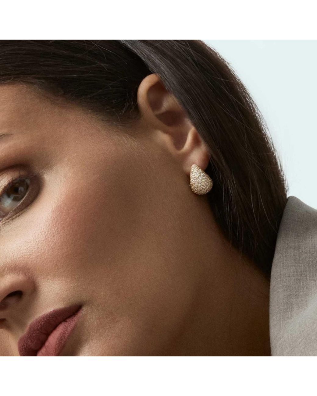 Dinny Hall Metallic Scoop Large Lab-Created Diamond Pave Hoop Earrings
