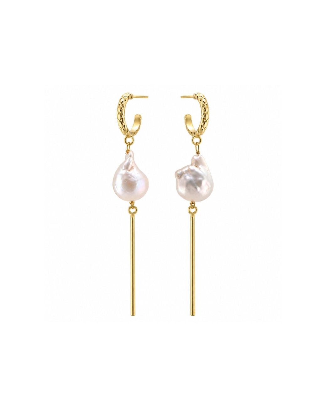 Lalinde Metallic Unique Baroque Hoop Earrings