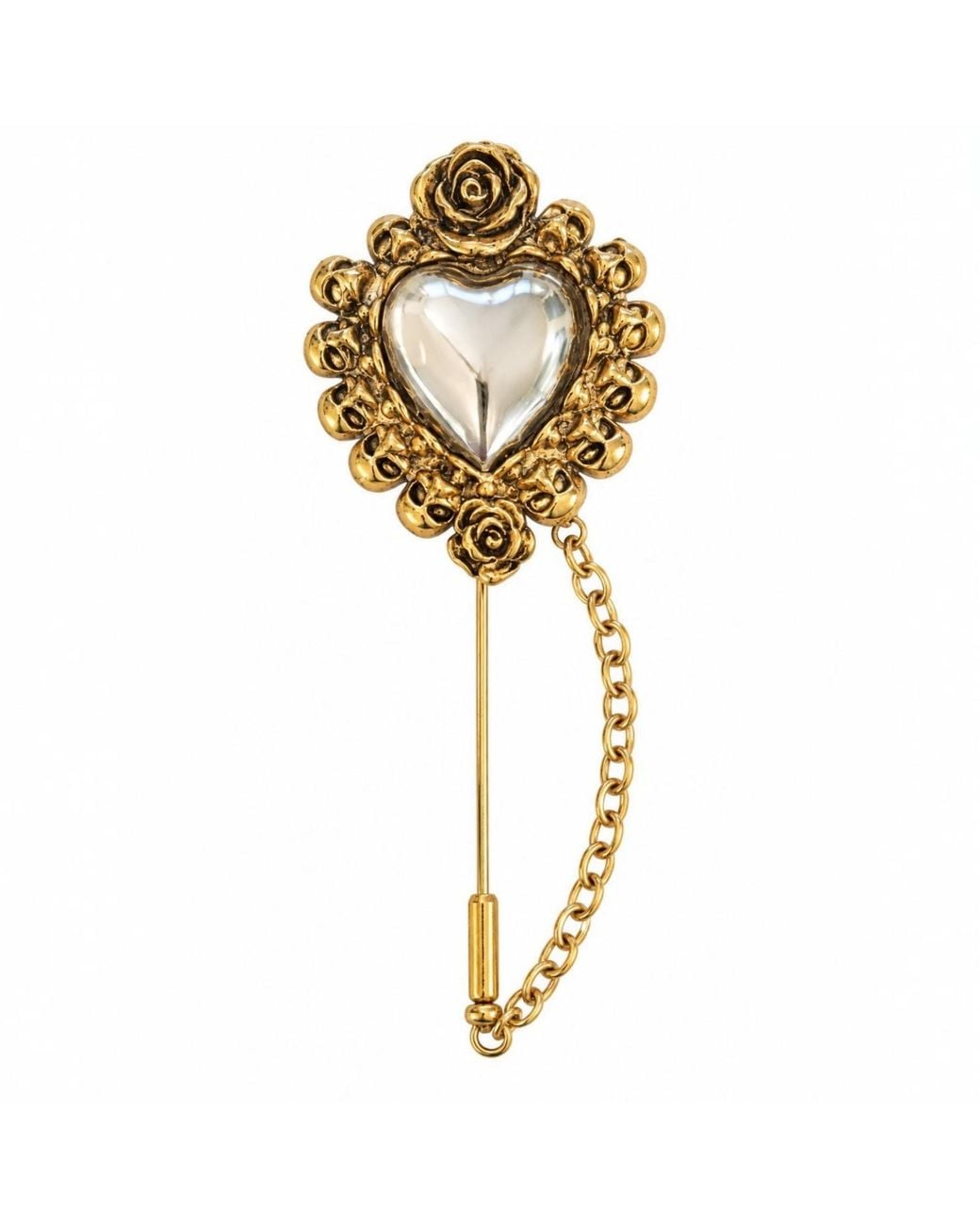 Vstyle Metallic Sacred Heart Rose Brooch