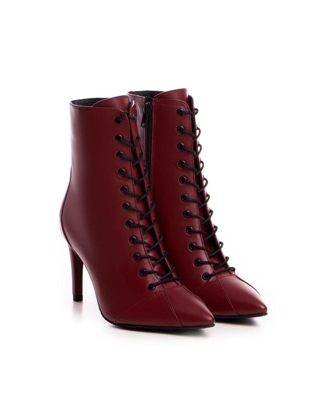 The 5Th Element Purple Daria Camel Burgundy Slim Boots