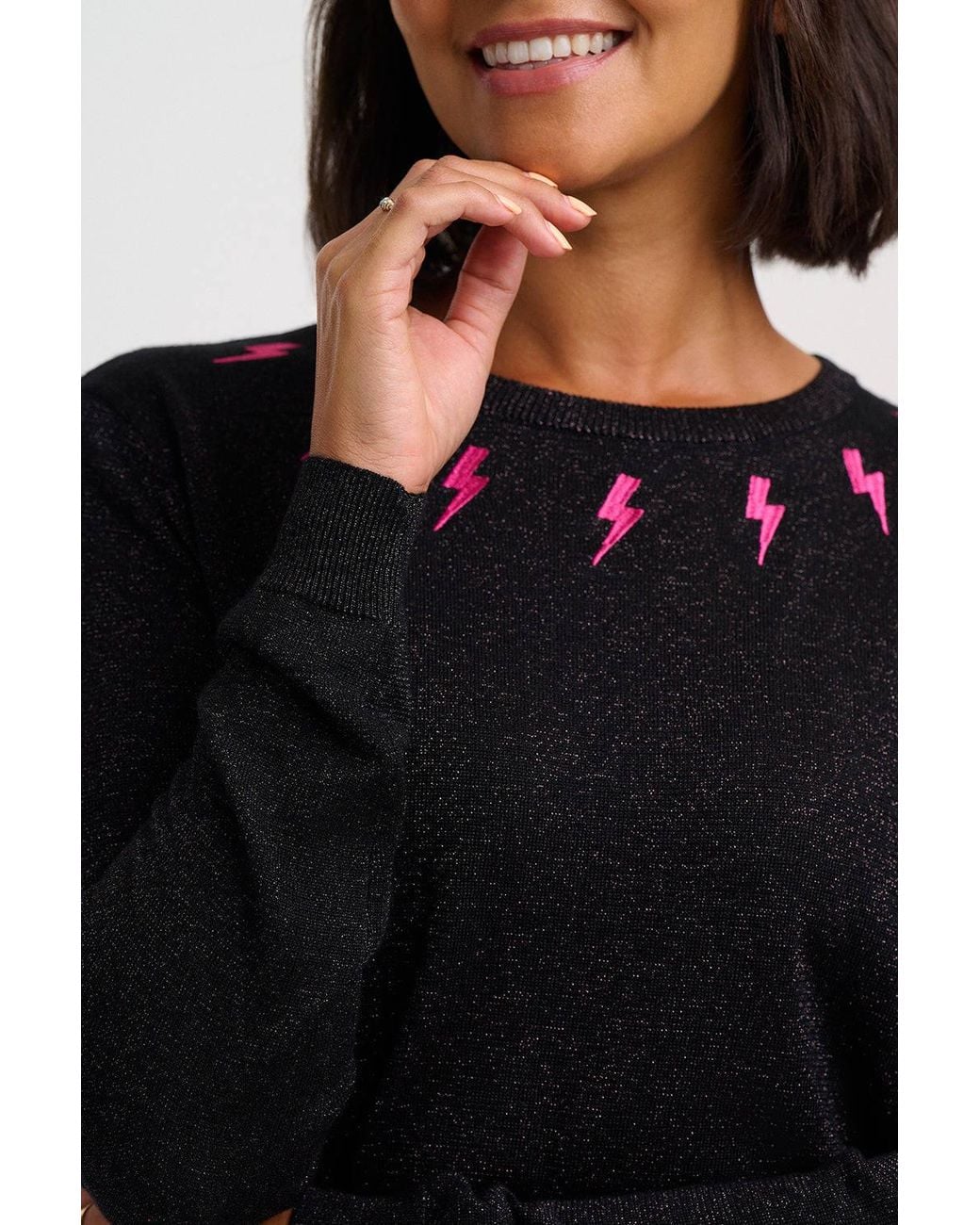 Sugarhill Black Astrid Sparkly Sweater Lightning