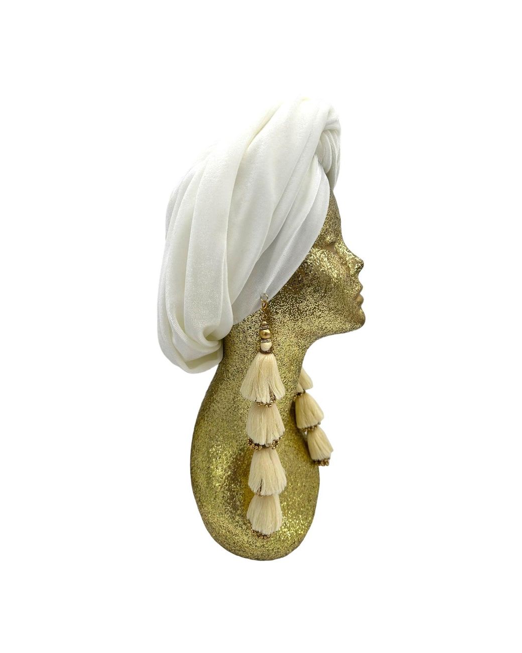 Julia Clancey Metallic Ivory & Pearl Poodle Dorado Turban