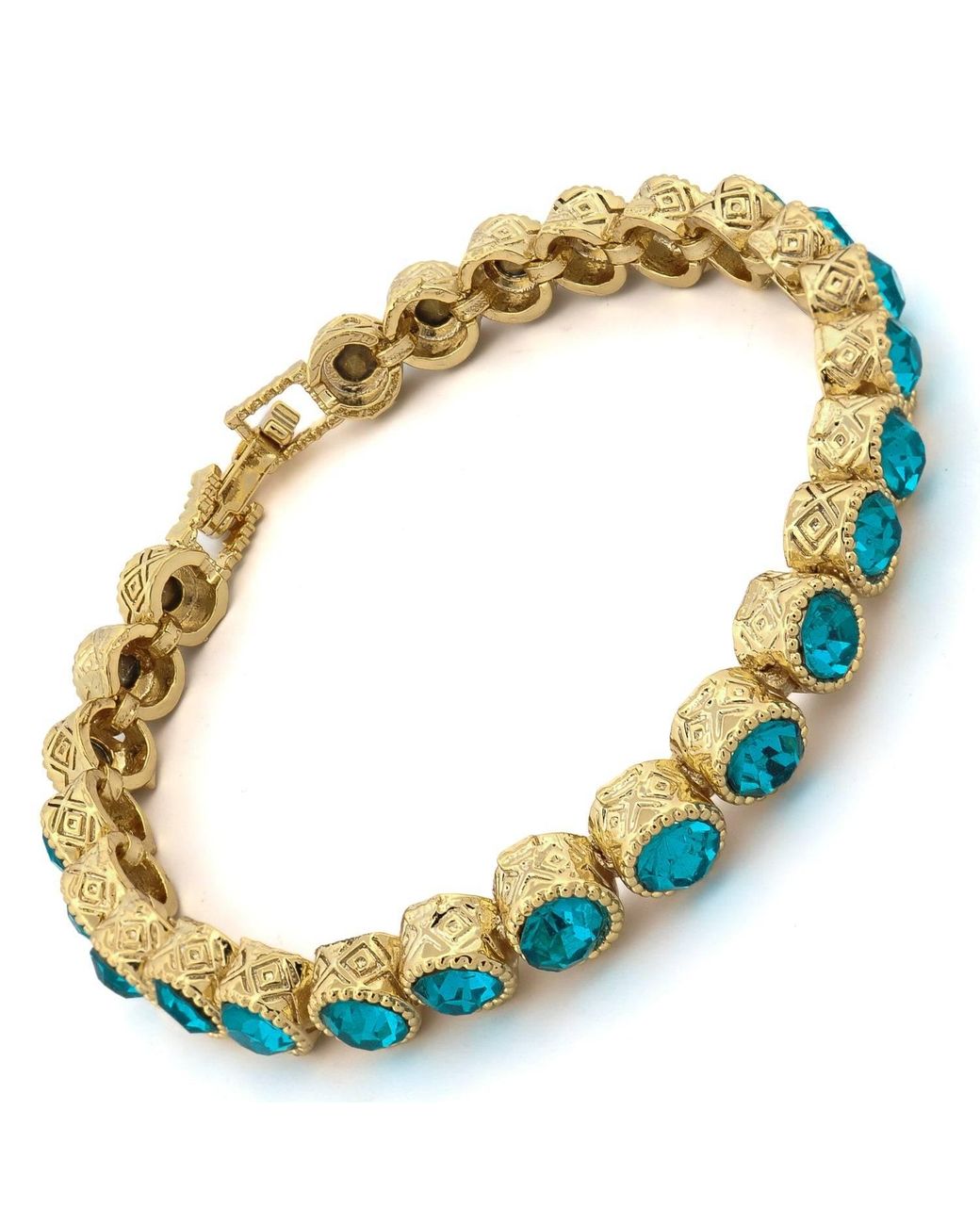 Ebru Jewelry Metallic Aquamarine Tennis Mystic Bracelet