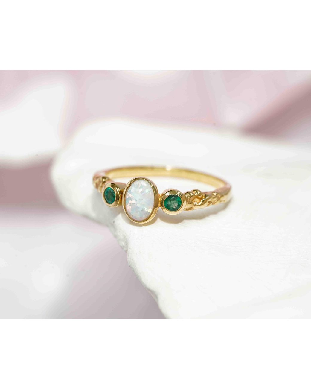 Isla Silver Metallic Emerald & Opal Vermeil Ring
