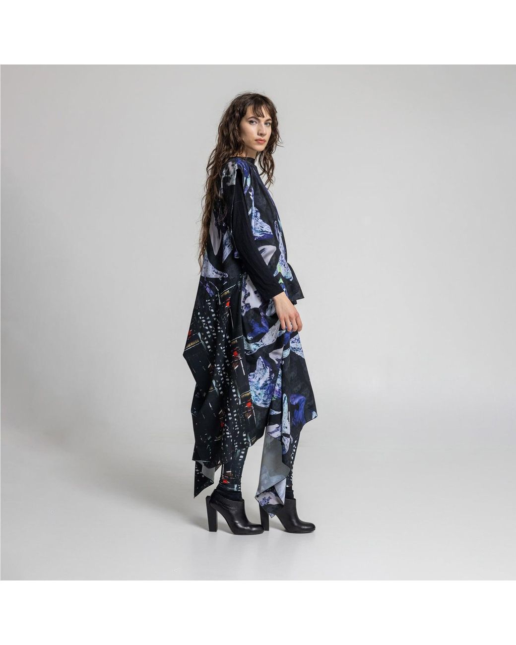 ARTISTA Blue Dark Shell Asymmetric Maxi Dress