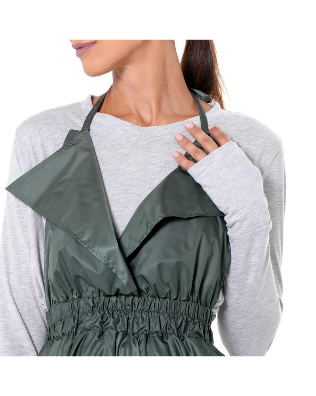Metamorph Green Draped Balloon Pinafore Dress