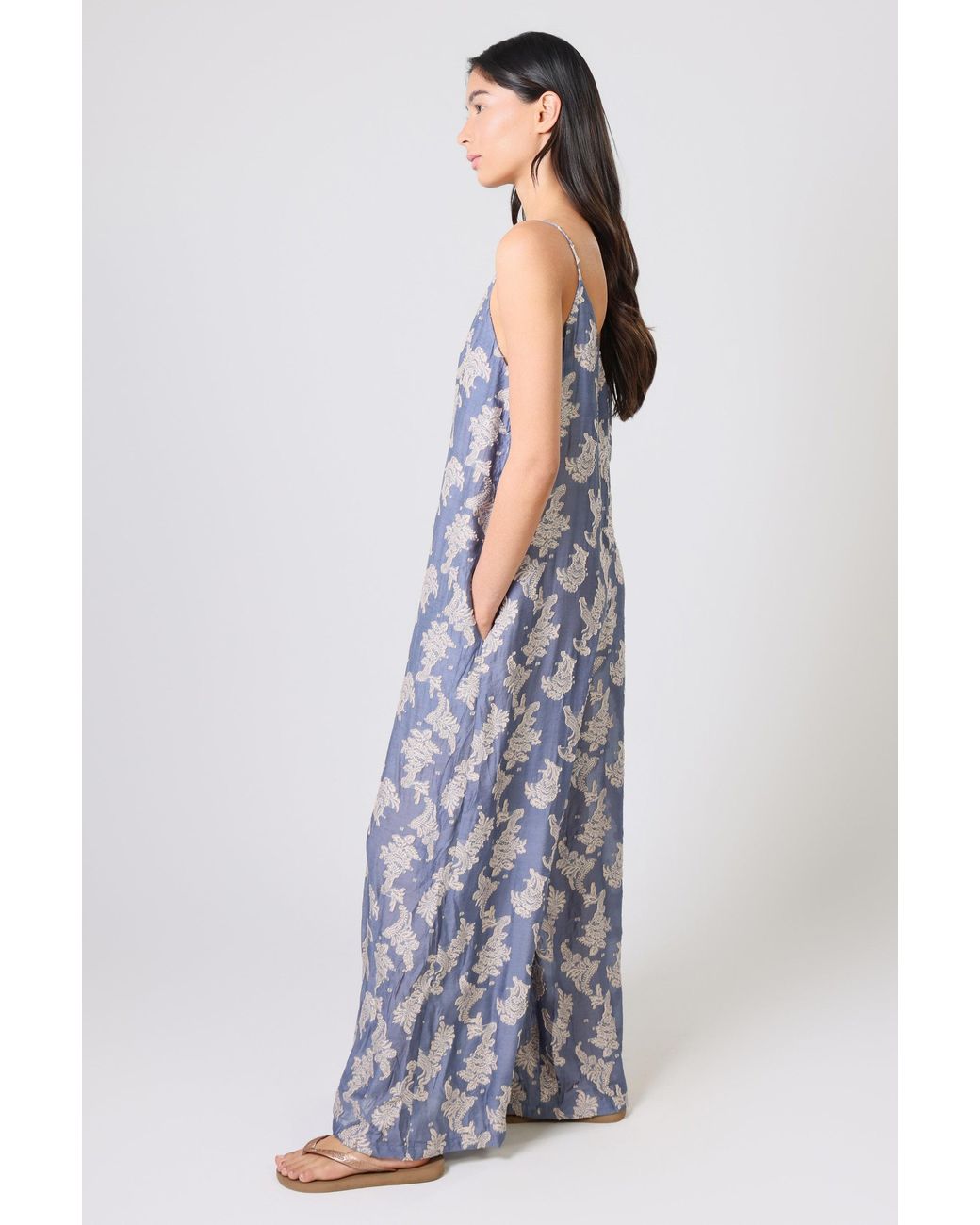 Traffic People Blue Wisdom & Pearls And Embroidered Ithaca Jumpsuit