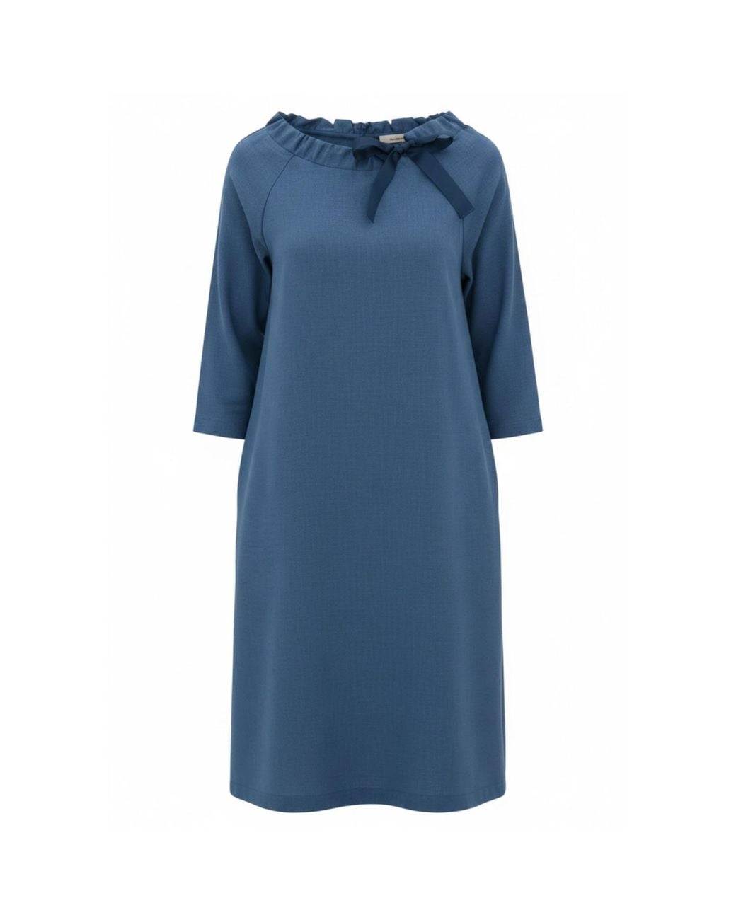 LeMuse Blue French — Stonewashed Linen Dress With Adjustable Ribbon Bow