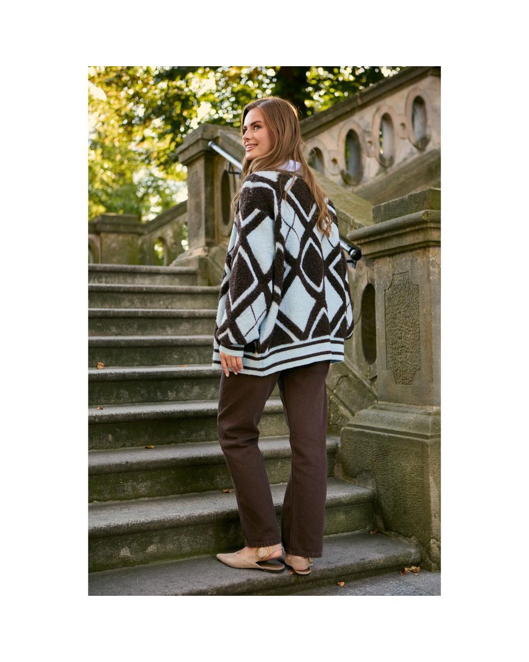Saachi Black Open Argyle Knit Cardigan