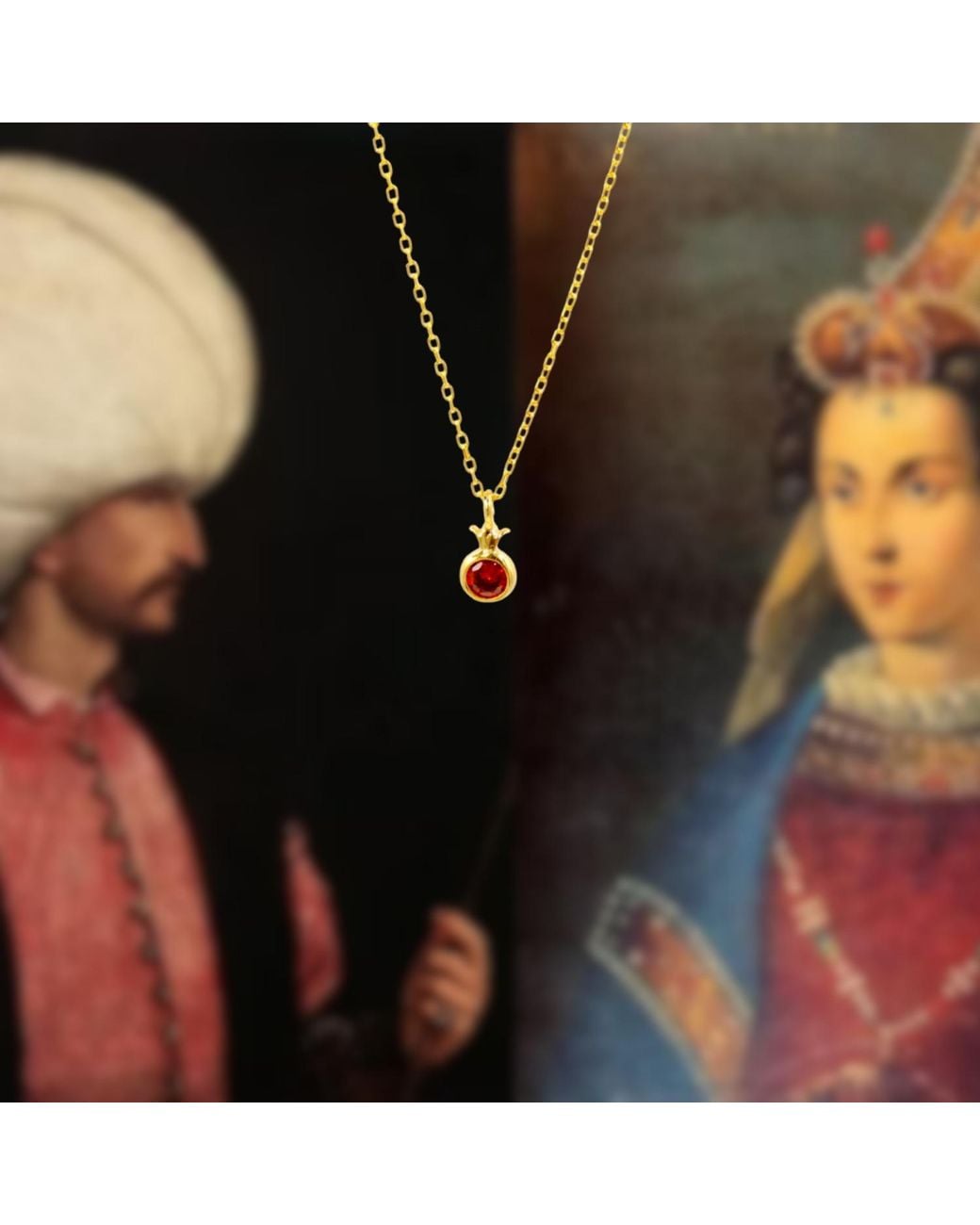 1610Istanbul Metallic Harem Garnet Necklace