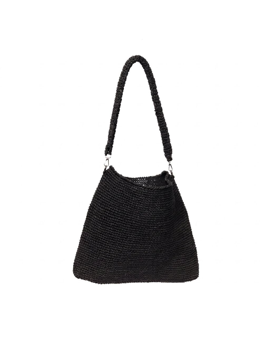 N'Onat Black Amalfi Hand Crochet Raffia Bag