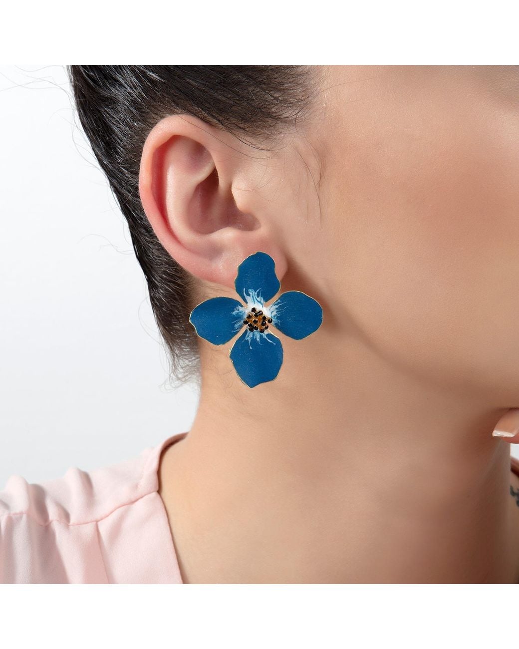 Milou Jewelry Blue Clover Flower Earrings