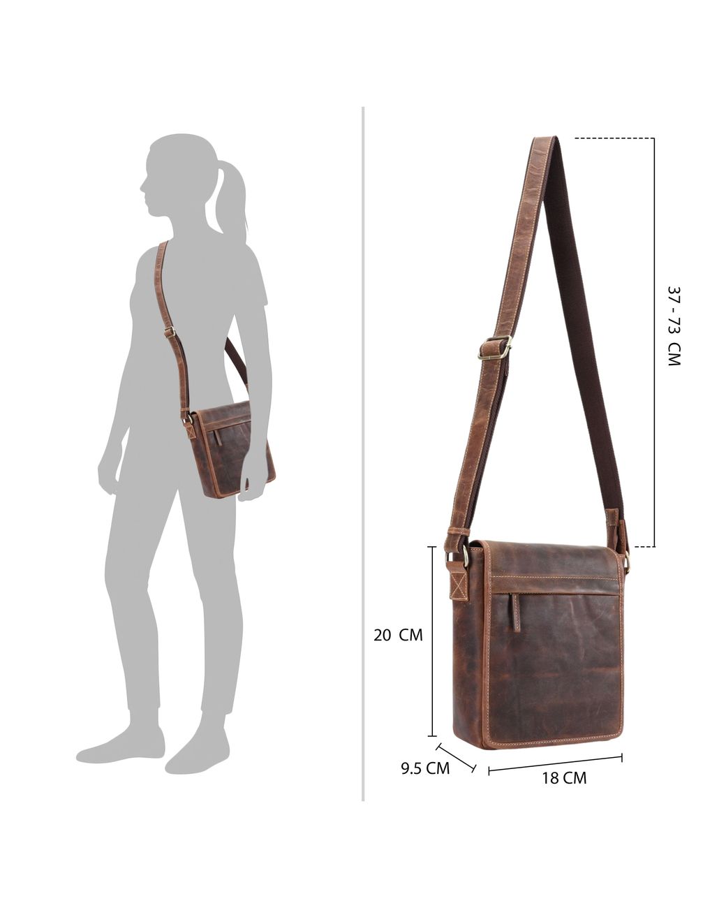 Lloyd Baker Brown Arrah Distressed Leather Crossbody Bag for men