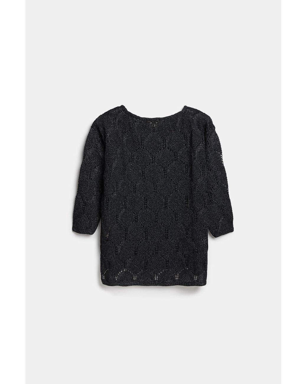 Peraluna Black Gina Sparkly Pointelle Knit Blouse